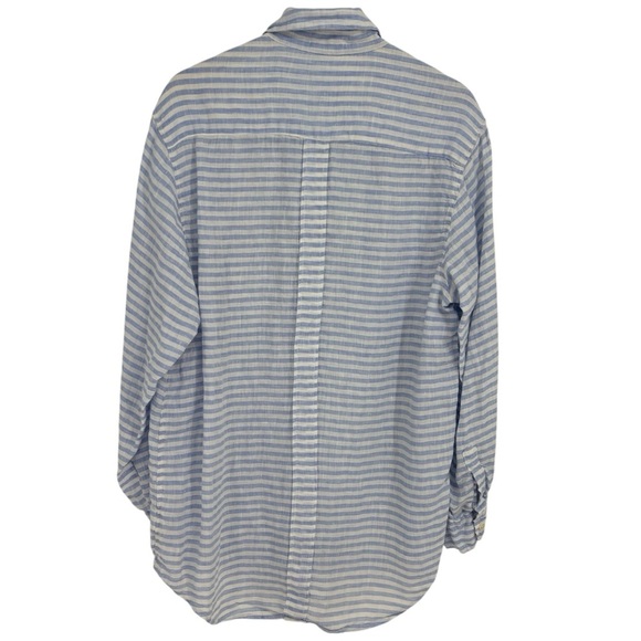 CP Shades striped 100% Linen coastal boyfriend button tunic shirt Medium coastal - Picture 3 of 9